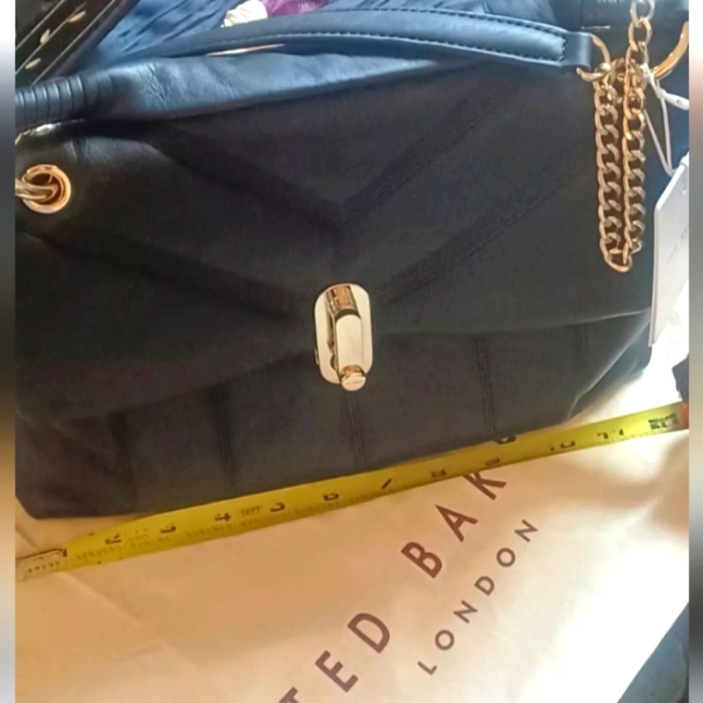 Ted Baker London 'Aayah' Quilted Black Leather Handbag.